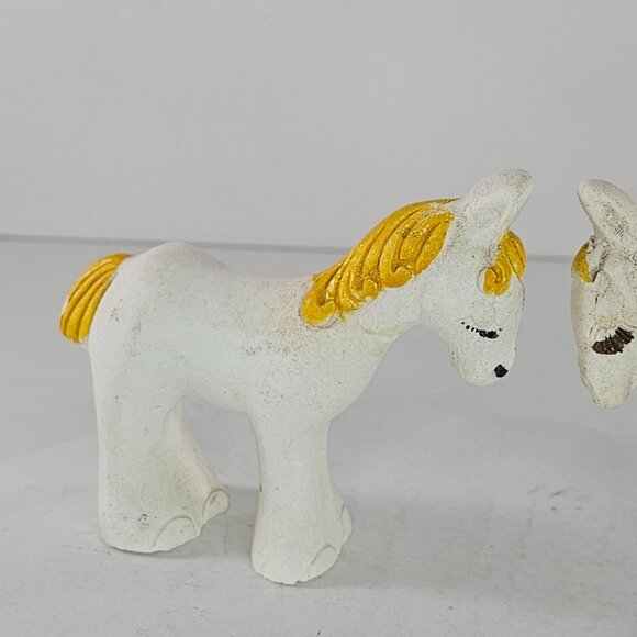 Vintage Clay Horse Figurines Set Of 4 Hand Painted Folk Art *FLAWS* - Picture 3 of 11